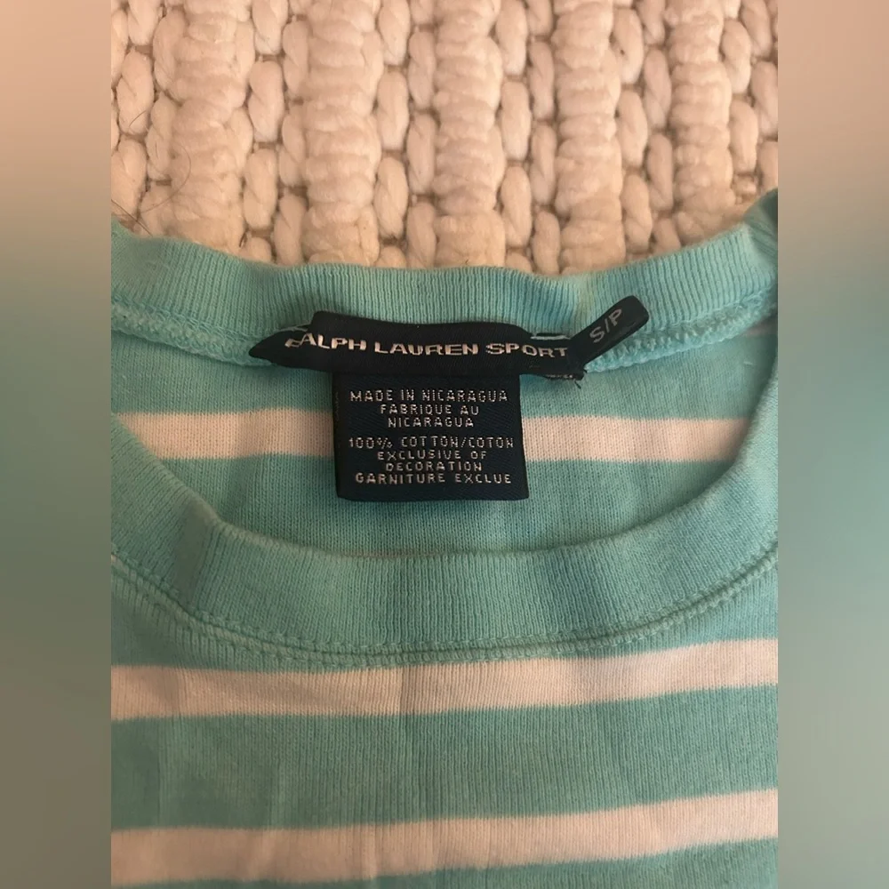 Polo Ralph Lauren Women’s S/P Preppy Sporty Blue White Striped Cotton Blouse Top - Picture 7 of 15